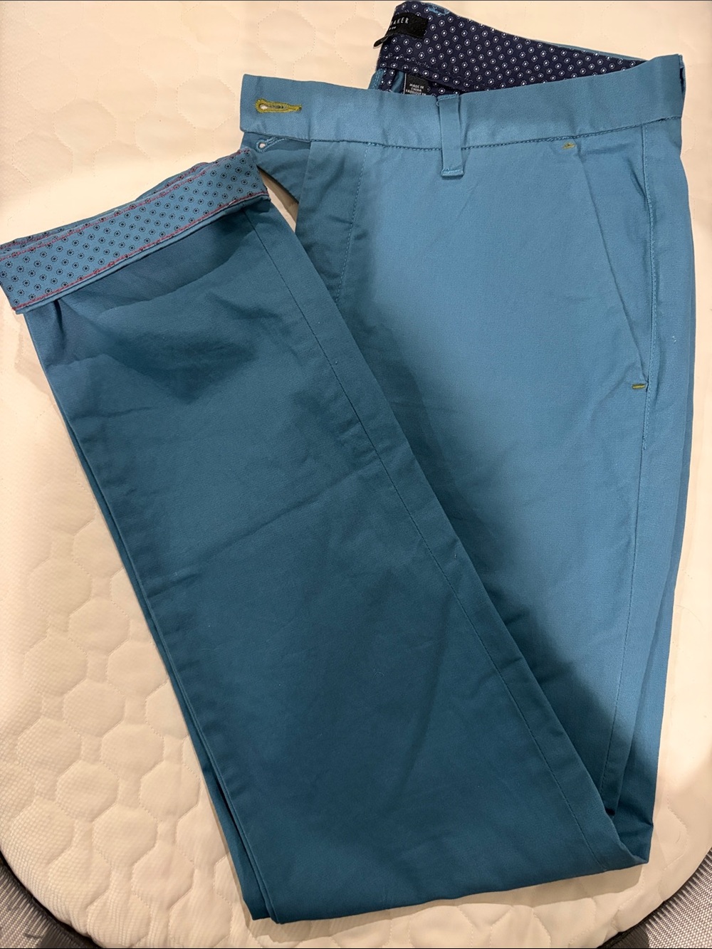 Ted Baker Teal Slim-Fit Chino Pants